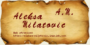 Aleksa Milatović vizit kartica
